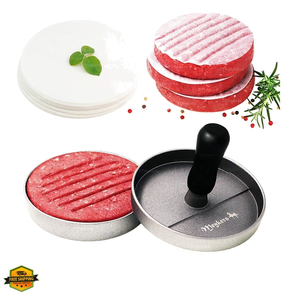 Burger Press 100 Patty Papers Set | Non-Stick Hamburger Press Patty Maker Mol...