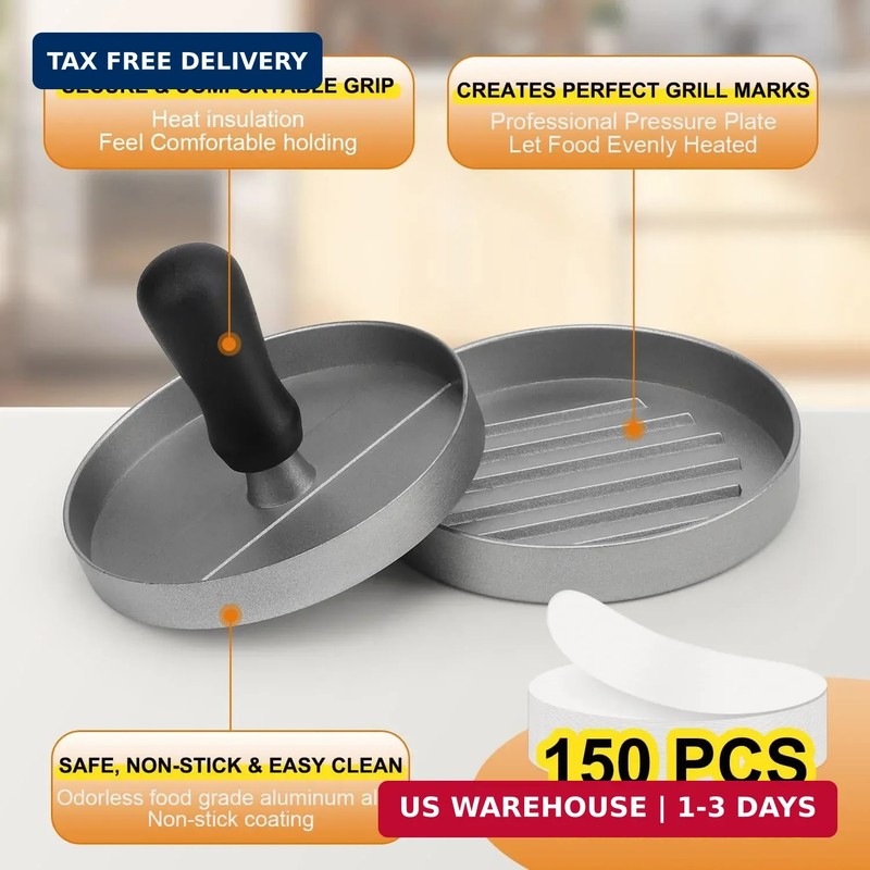 TACGEA Burger Press 150 Patty Papers, Non-Stick Hamburger Patty Maker with Wax P gallery