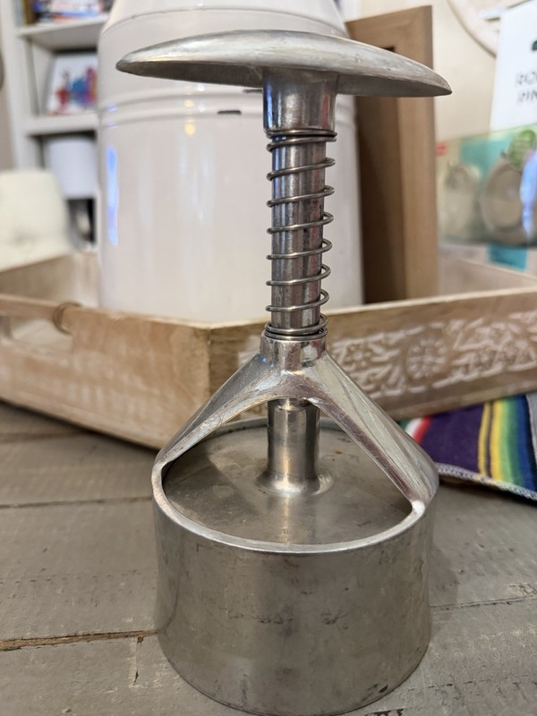 VTG Press Maker Spring Loaded Burger Biscuit,Cookies Stainless MCM Great Cond. gallery