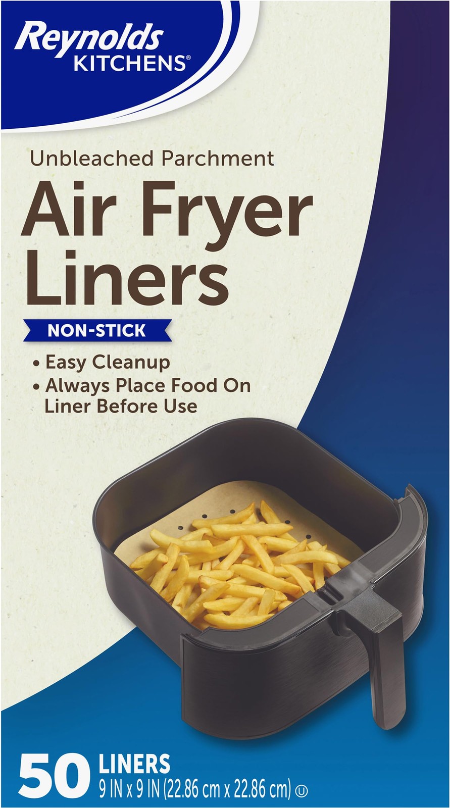 Reynolds Kitchens Air Fryer Liners Disposable, 50 Count (Pack of 1), Brown gallery