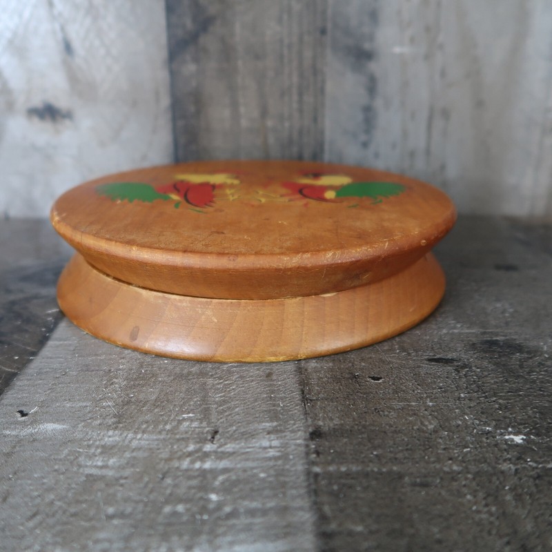 1960s Wood Fighting Rooster Hamburger Press Vintage Hinged Kitchen Chicken gallery