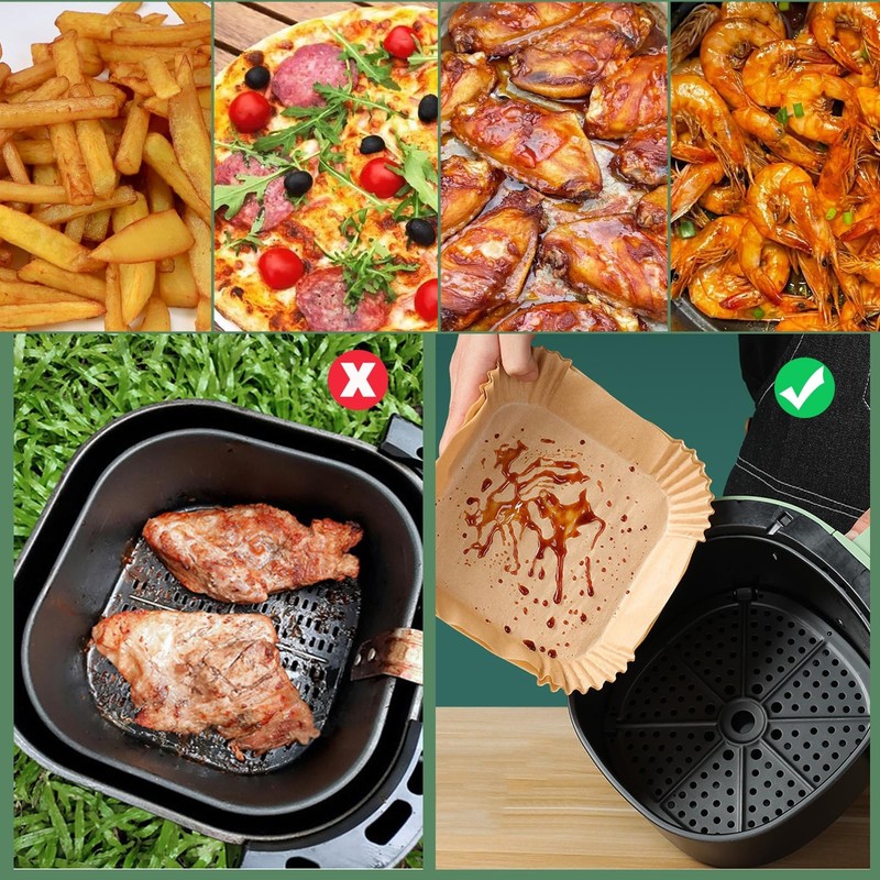 Air Fryer Liners Disposable, 400Pcs LYHOLKEER 400PCS 8in Square, Brown gallery