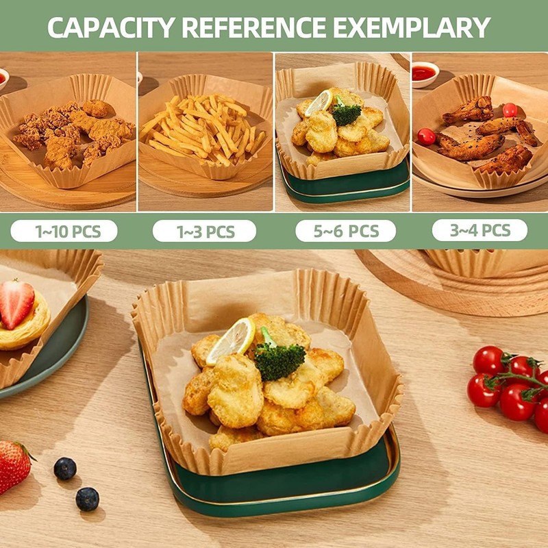 Air Fryer Paper Liners, 125PCS Non-stick Disposable Square-8"-125Pcs, Square gallery