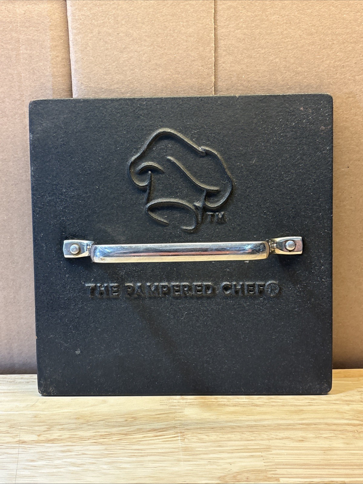 PAMPERED CHEF - PANINI Heavy SQUARE GRILL Press BURGER Bacon 8.5" gallery