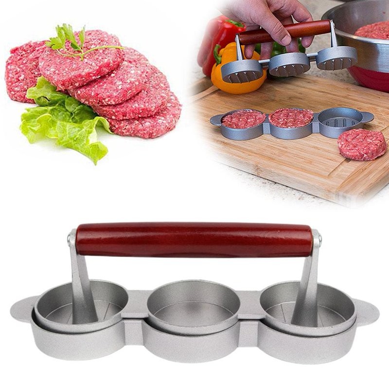 Mini Burger Press Maker Nonstick Hamburger Patty Mold Wood Handle Grill Tool gallery
