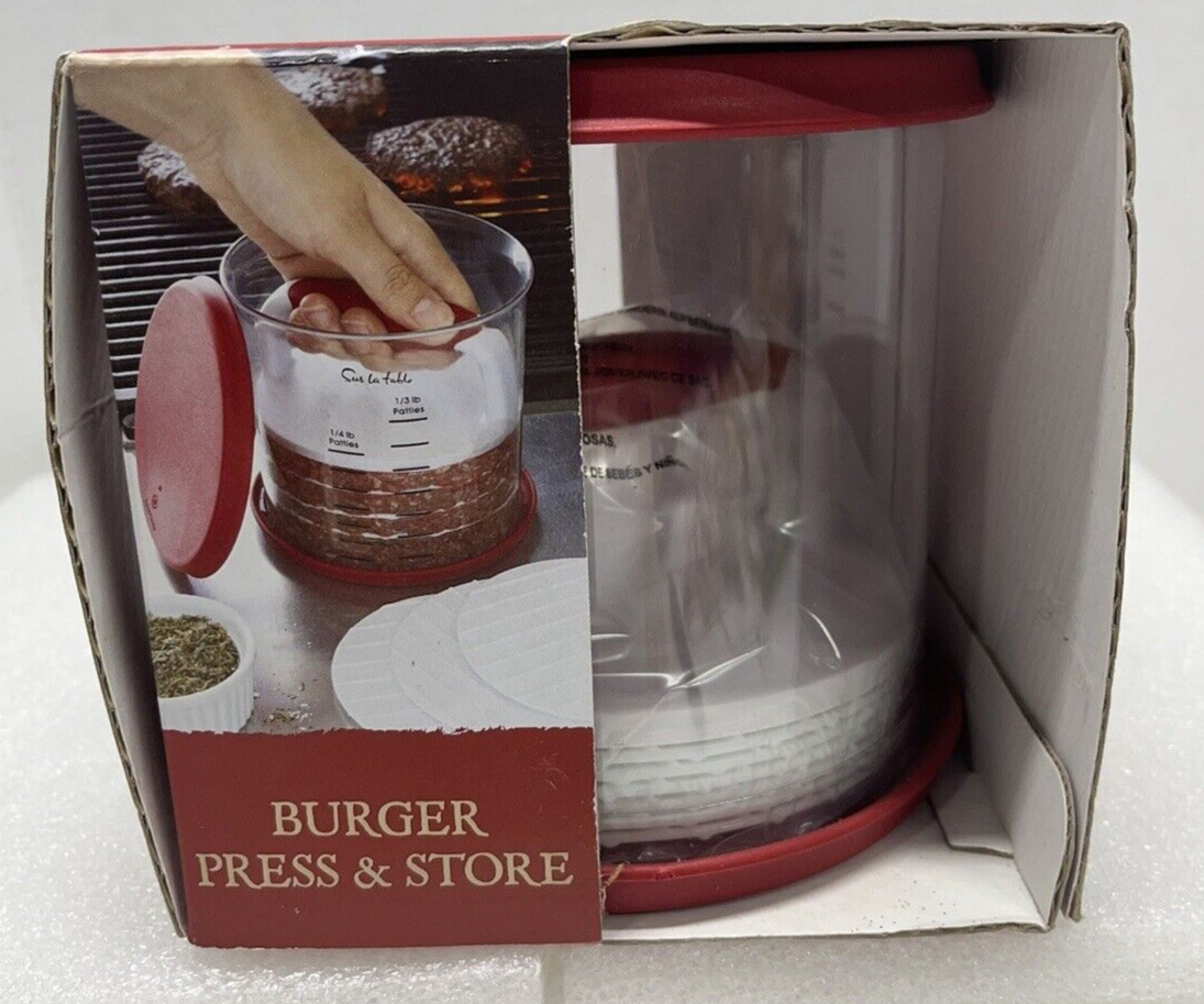 Sur La Table Burger Press & Store Container, 6 Separation Discs And Presser New gallery