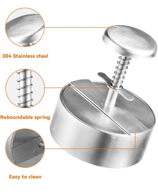 Stainless Steel Adjustable Hamburger Press & Patty Maker Non-Stick Professional gallery