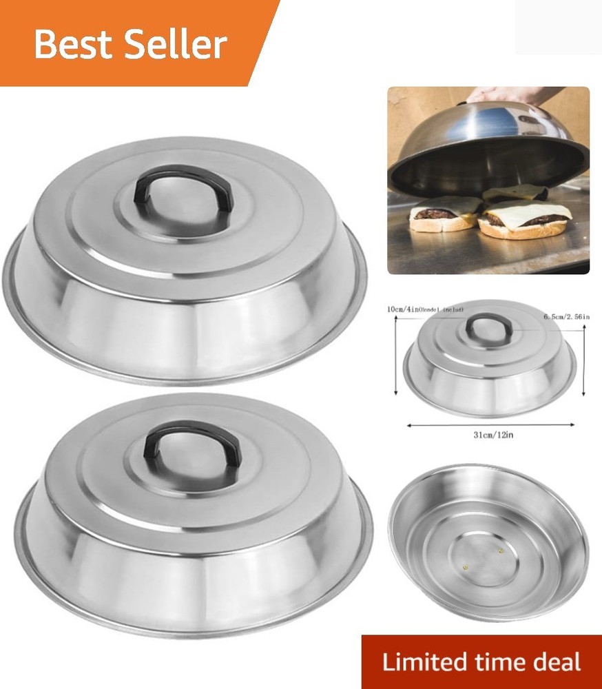 12-Inch Stainless Steel Cheese Melting Dome Set - Ideal for Griddles & Grills