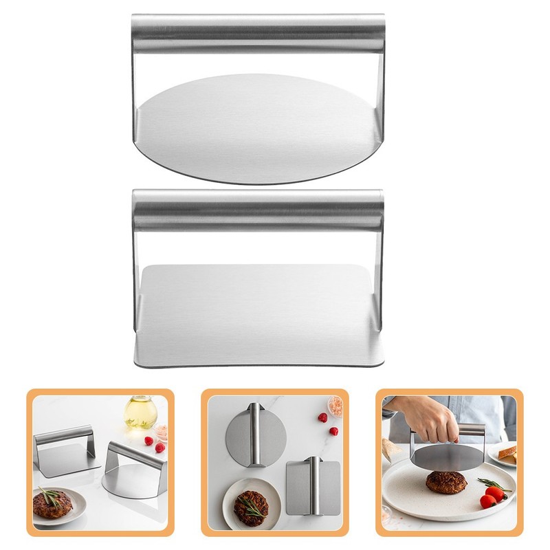 2 Pcs Stainless Steel Burger Smasher Hamburger Patty Maker Press gallery