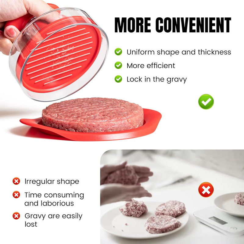 Burger Press, 2-In-1 1/4 Lb & 1/2 Lb Hamburger Patty Maker, Easy-Release Patty M gallery