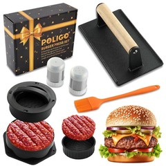 5PCS Smash Burger Press Kit – 4 in 1 Hamburger Patty Storage Containers,7.68″X4.