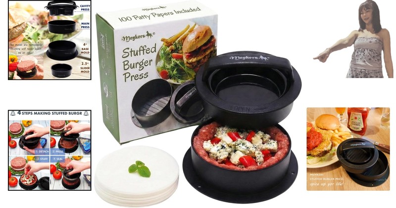 BPA-Free Hamburger Patty Maker - 100 Wax Papers for Stuffed Burgers & Sliders gallery