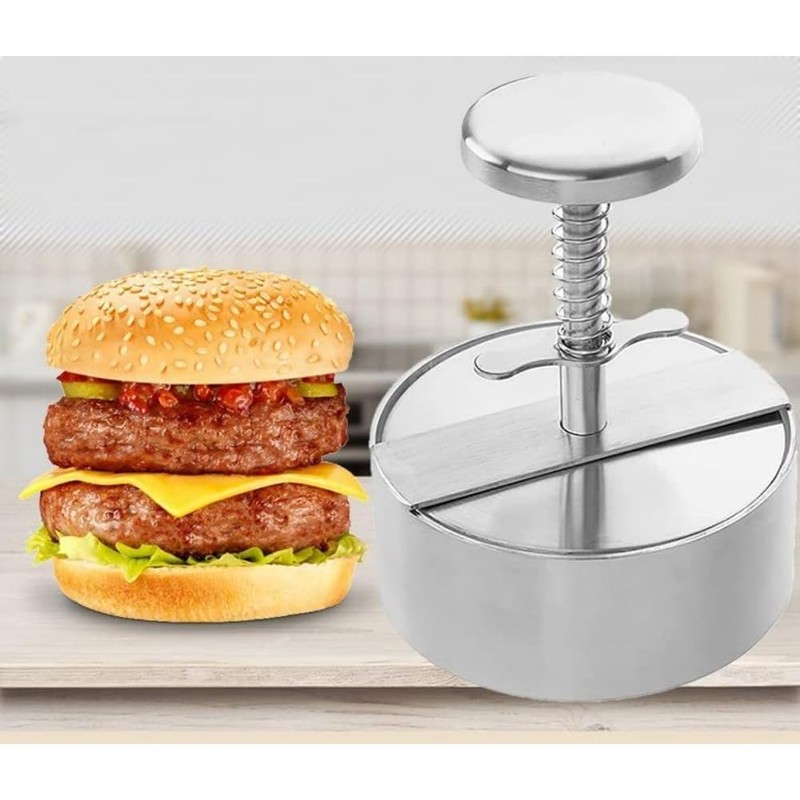 304 Stainless Steel Hamburger Press 4.5 Inch Adjustable Patty Maker BBQ Tool gallery
