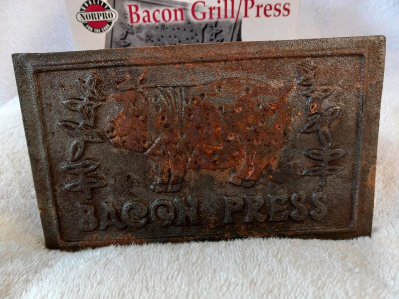 Norpro Cast Iron Pig Bacon Grill Press With Wooden Handle gallery