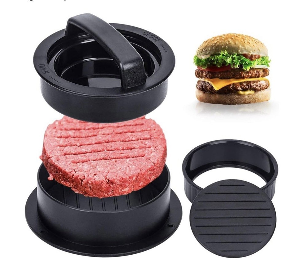 Burger Press Non Stick 3 In 1 Patty Maker & 9 Slider Storage Bags 7” x 3”
