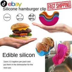 4Pc Hamburger Holder To Eat Mess Free Silicone Dish Washer Safe Holder