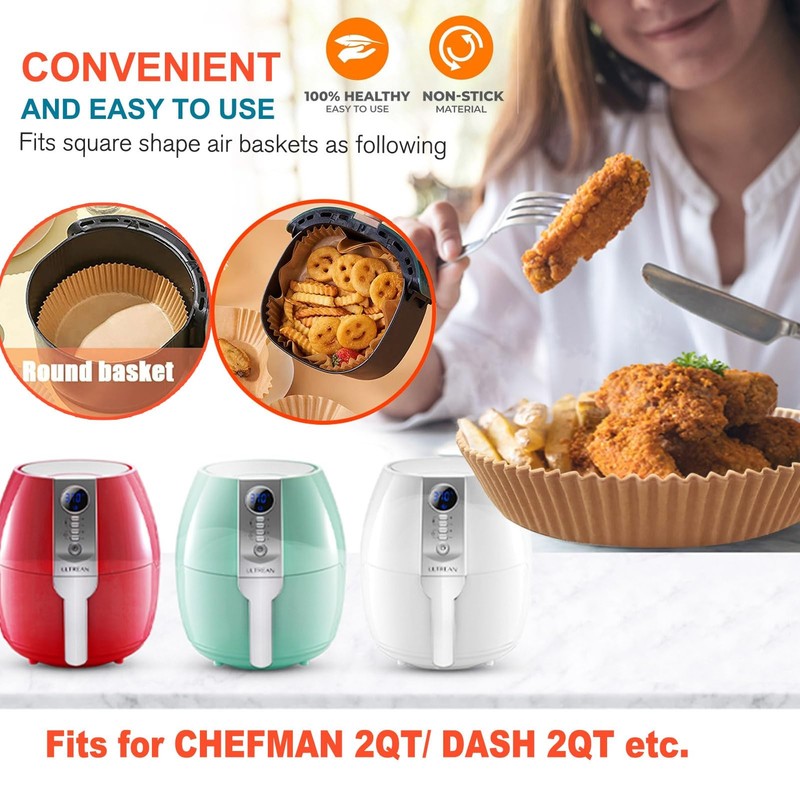 Small Air Fryer Liners Disposable for 2 3qt 6.3" Round 120pcs, Natural gallery
