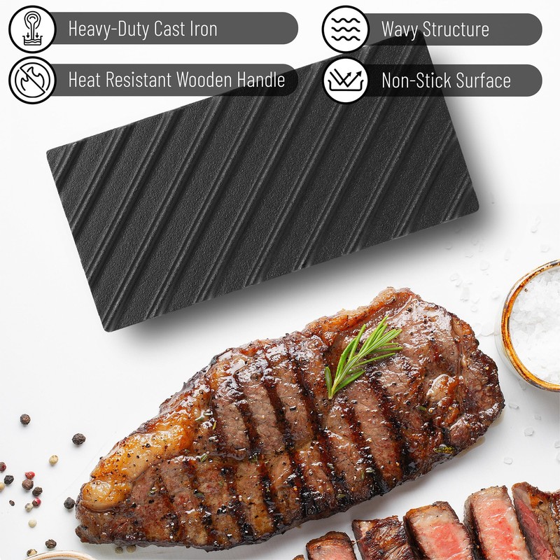 Cast Iron Grill Press: 6.9' Round & 8.3'X4.3' Rectangular - Burger Meat Ideal gallery