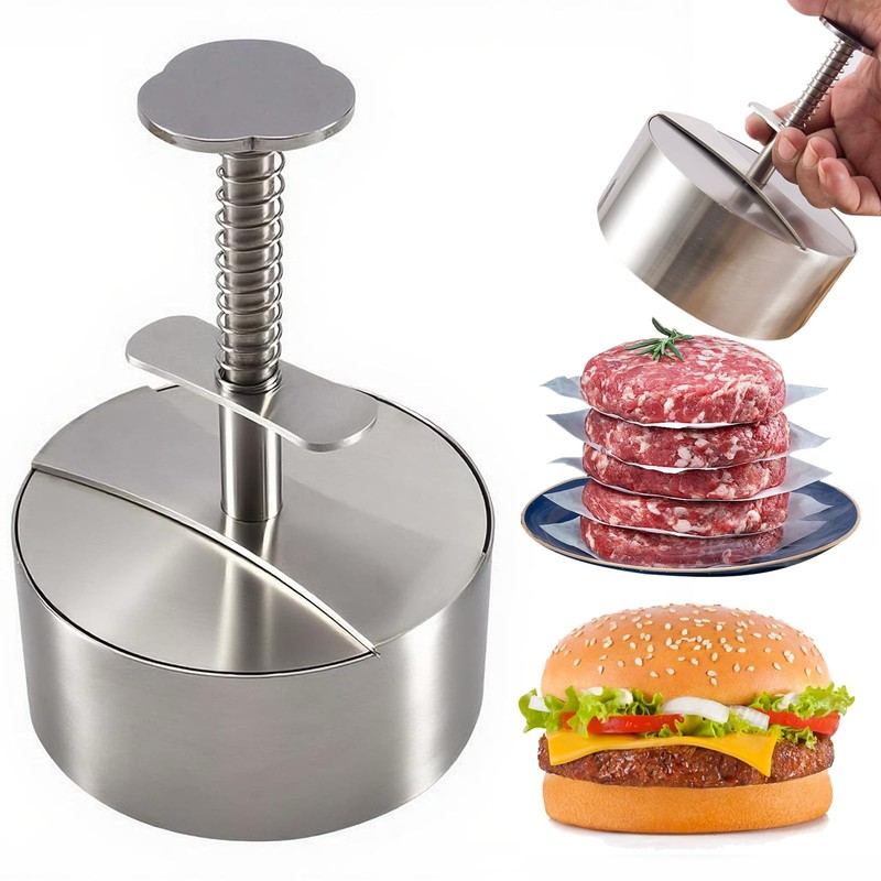 Heavy Duty Adjustable Burger Press, Non-Stick Patty Maker + 150 Paper Liners, BB gallery