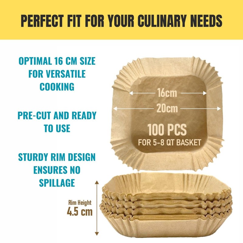 Air Fryer Liners Disposable (Square, 6.3 Inches) Inches, Square gallery