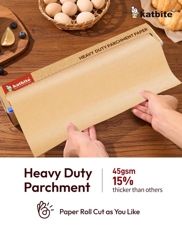 Katbite Unbleached Parchment Paper for Baking, 15 in x 15 x 210 ft, Brown gallery