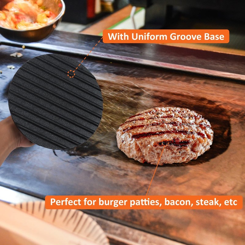 Smash Burger Kit, 12" Basting Cover for Griddle, Round Cast Iron Bacon Press ... gallery