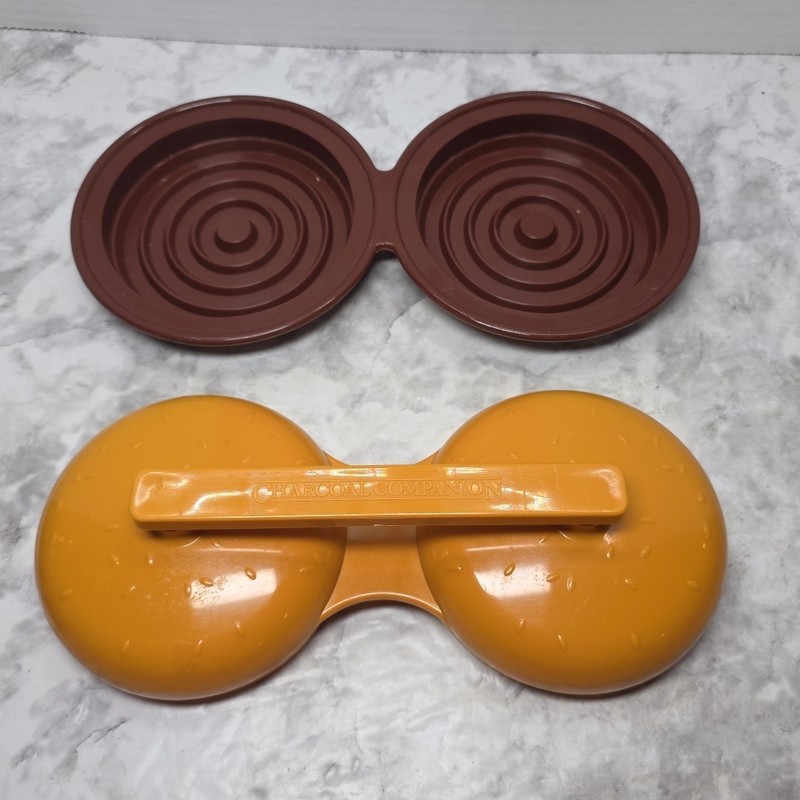 Vtg Charcoal Companion Double Hamburger Press Mold 2005 Burger Circular Patties gallery