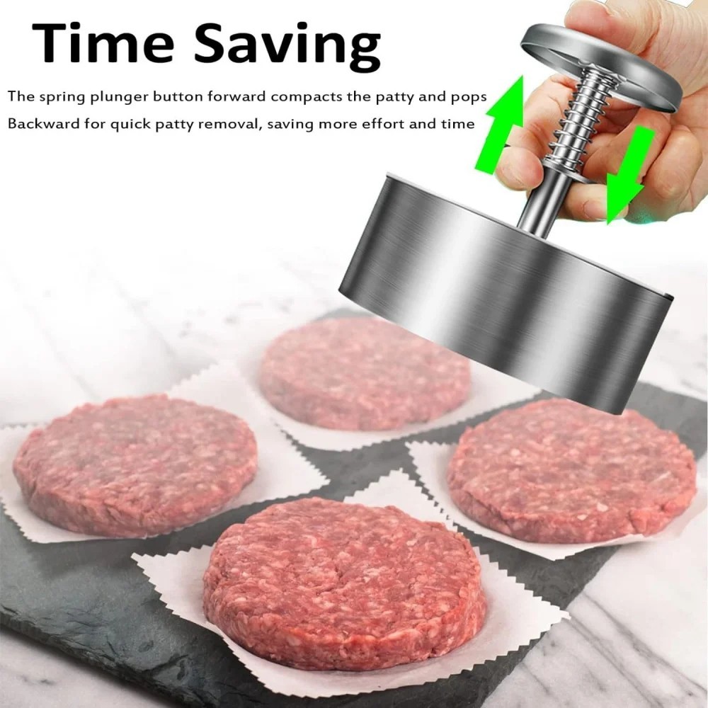 1pc 304 Stainless Steel Hamburger Patty Press Non-Stick Burger Maker gallery