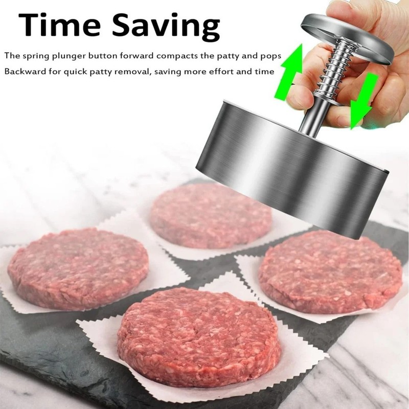 1pc 304 Stainless Steel Hamburger Patty Press Non-Stick Burger Maker gallery