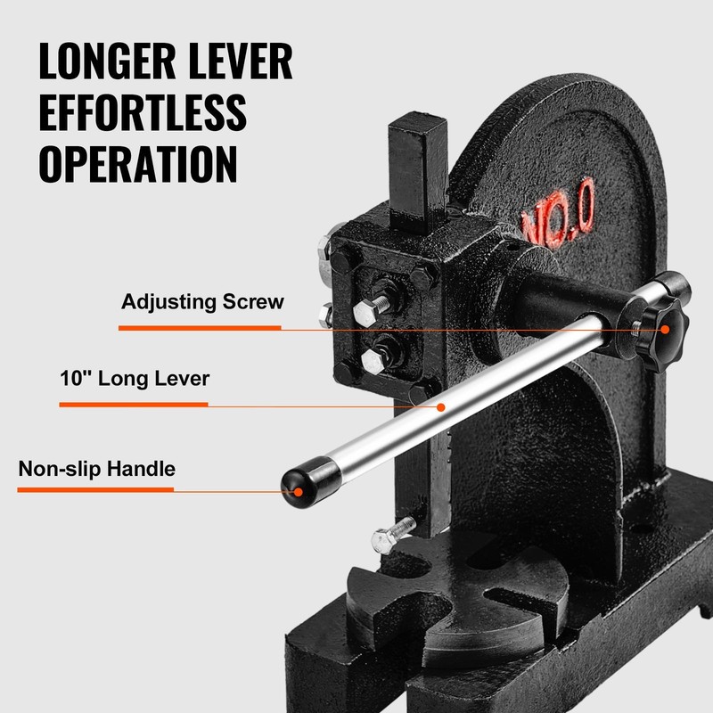 Arbor Press, 0.5 Ton Manual Arbor Press, 4.6" Maximum Height, Cast Iron Heavy-du gallery