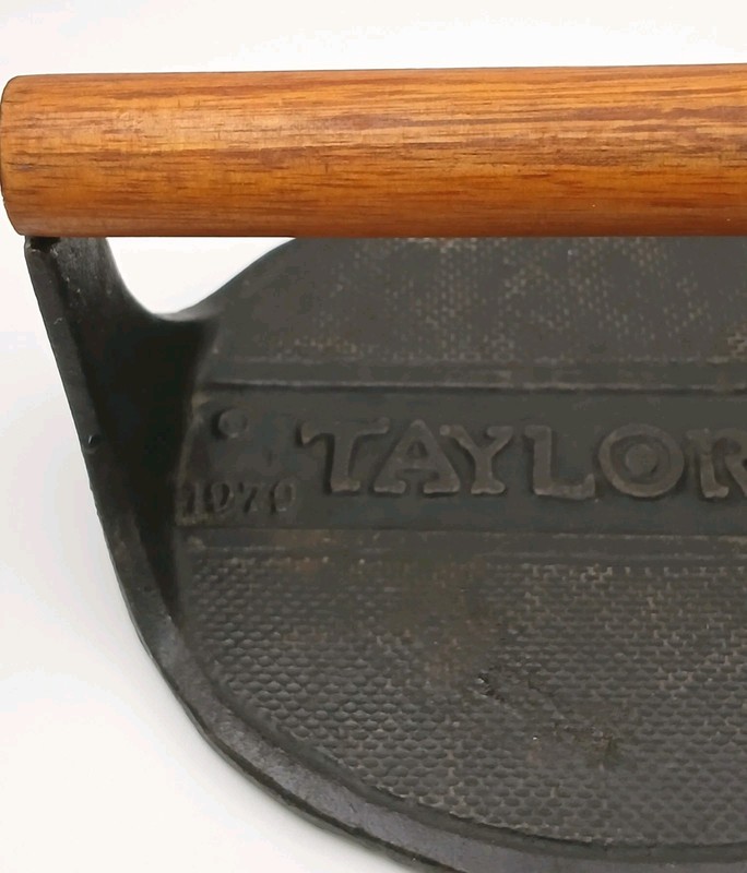 Vintage 1979 Taylor & NG Cast Iron Bull Press W/ Handle Grilling Hamburger Oval gallery