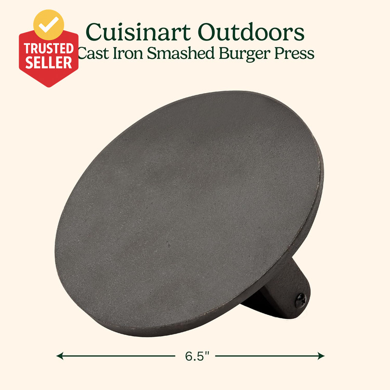 6.5" Cast Iron Smashed Burger Press, round Flat Edge Grill Press for Crispy Smas gallery