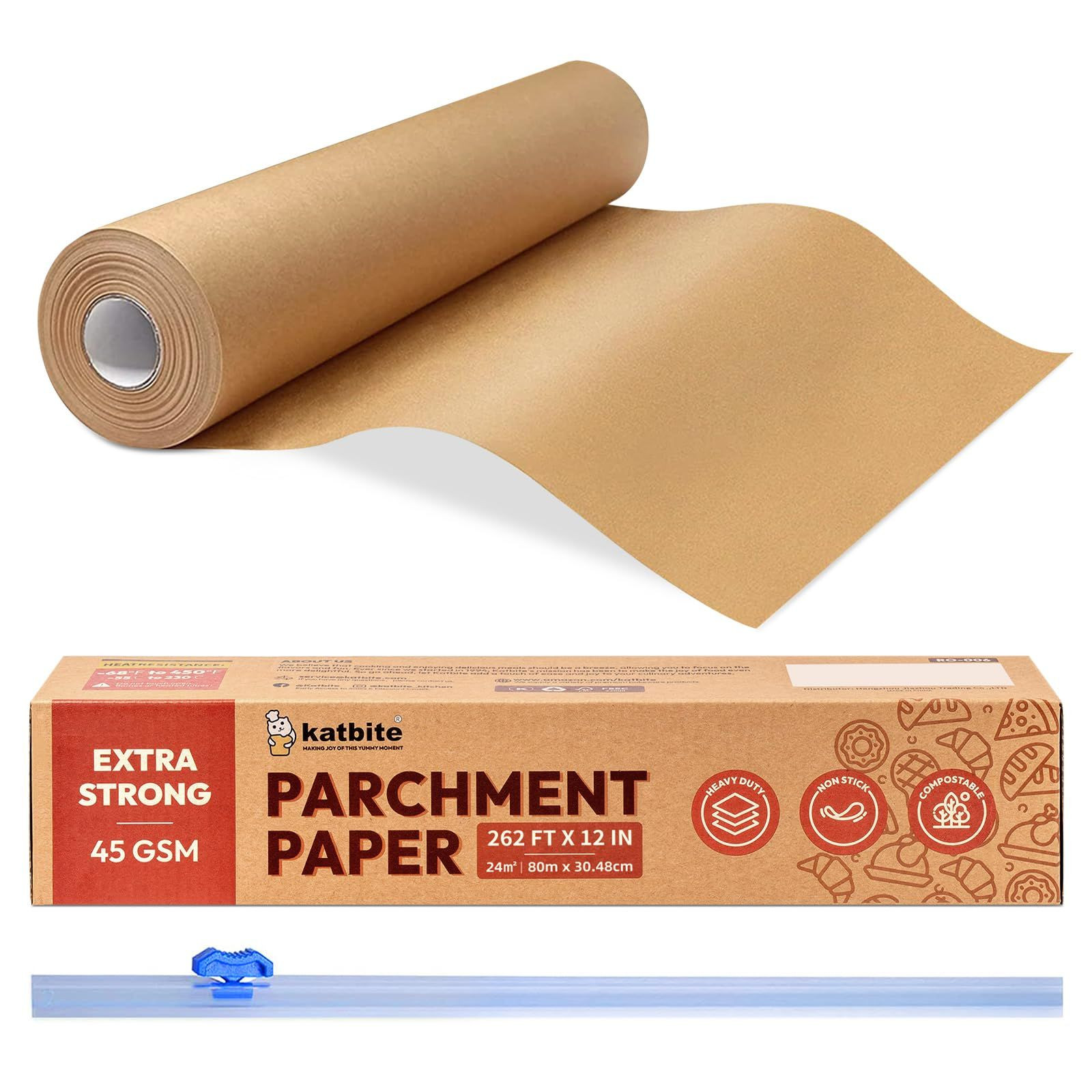 Unbleached Parchment Paper Roll for Baking 12in x 12 in x 262 ft, Brown gallery