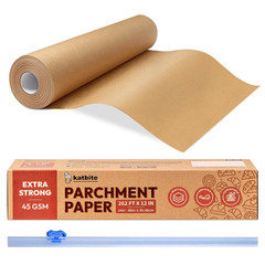 Unbleached Parchment Paper Roll for Baking 12in x 12 in x 262 ft, Brown