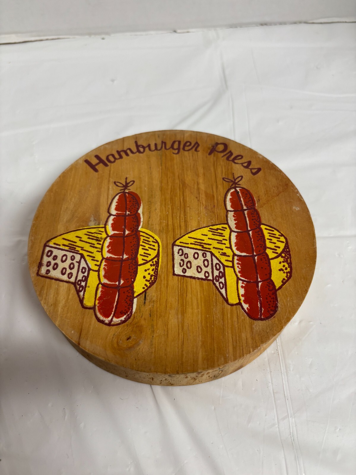 Vintage Wooden Hambuger Patty Press Unbranded Hinged Lid 5.5" gallery