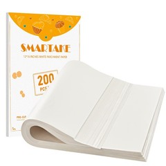 SMARTAKE 200 Pcs Parchment Paper Baking Sheets, 12″ x 16″-200 Pcs, White