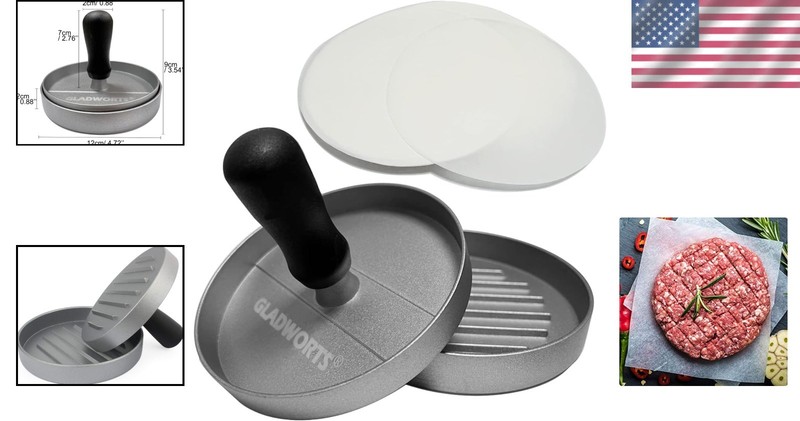 Easy Clean 1/4 lb Burger Patty Maker with 100 Free Wax Discs - Portable Design gallery