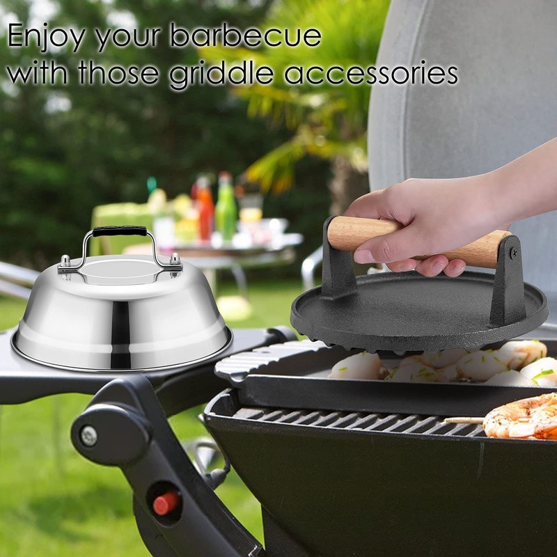 Melting Dome Grill Press For Griddle Stainless Steel 9in Basting Cover Heavy gallery