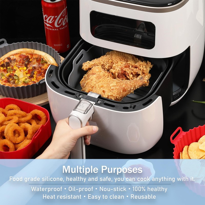 Foopama Air Fryer Silicone Liners, Pot 2 Pcs 7.5inch-2PCS, Silicone-Square gallery