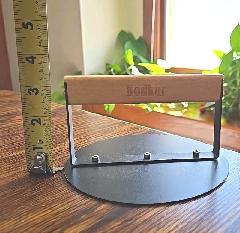 Bodkar 6 Inch Round Burger Press Smasher Griddle Wood Handle Bacon Meat Steak gallery