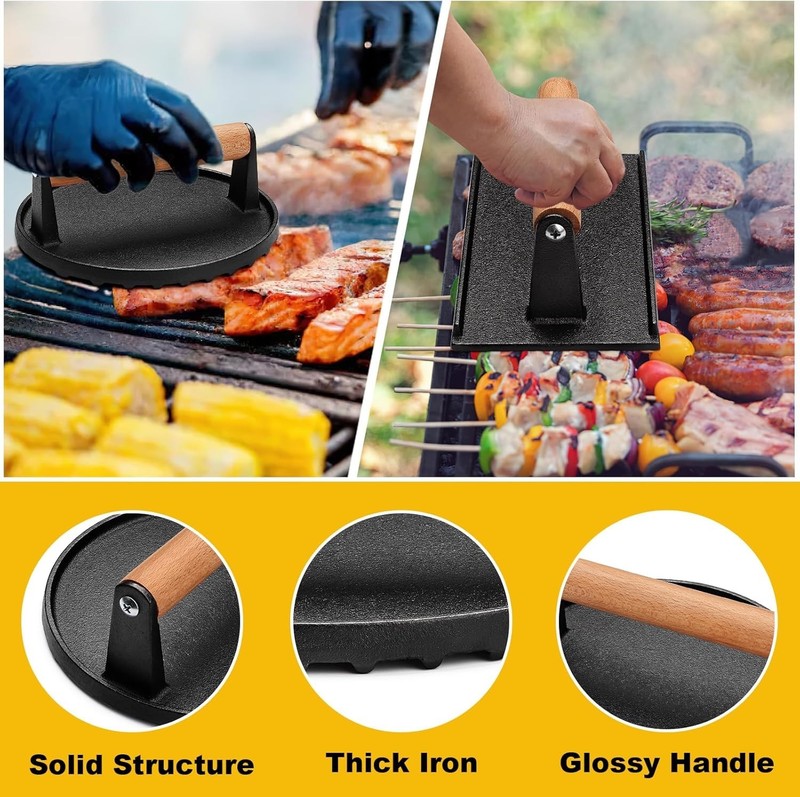 Smash for Blackstone Griddle, Heavy Duty Cast Iron Round 6.9In & Rectangular ... gallery