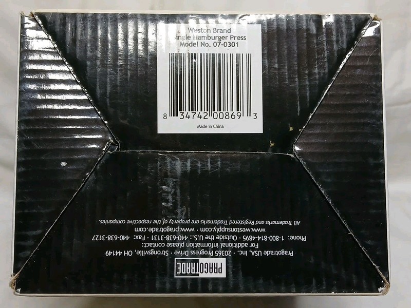 Weston Burger Single Hamburger Press 4 1/2" Patties Open Box gallery