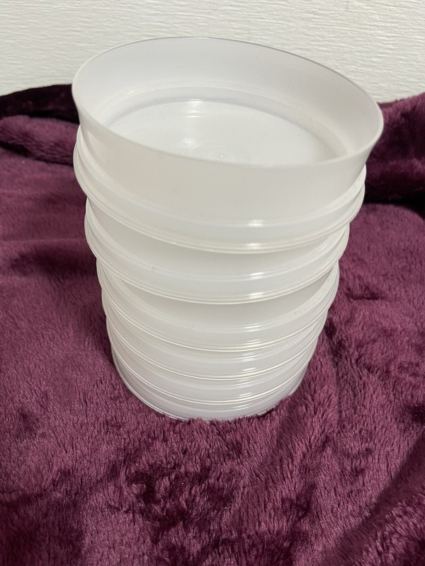 Tupperware 5 White Hamburger Keepers Set With No Lid Stackable gallery
