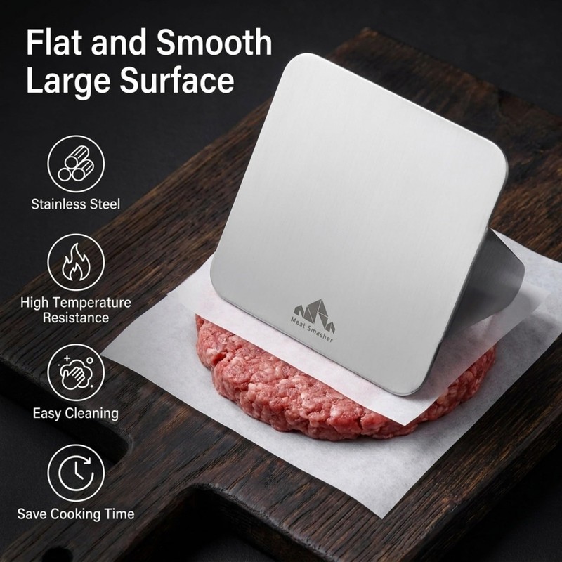 Homi styles Stainless Steel Burger Press –5.5 inch Round and Silver Black gallery