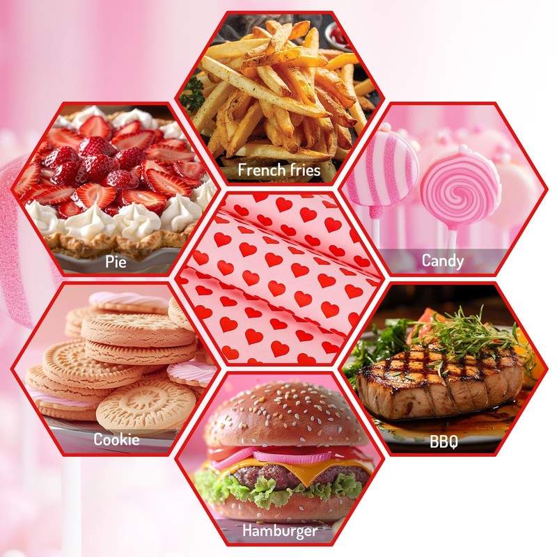 150 Sheet Valentine's Day Heart Wax Paper Pink Red Love Food Wrapping Tissue Pap gallery