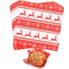 GeeRic Waxed Deli Paper Sheets 100 Pcs, Merry 7*7 Inch, Red/Reindeer