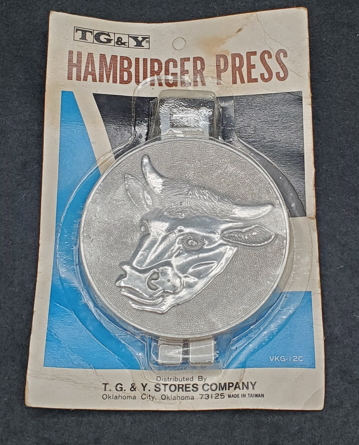 Vintage Hamburger Press Cow Steer Mold TG&Y Aluminum Farmhouse 3.5" NEW gallery