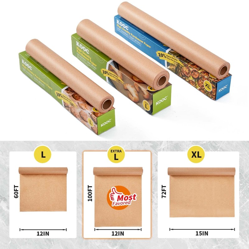 KOOC Premium 60-Feet Parchment Paper Roll - 12 in X 60 Ft, L (12-Inch Width) gallery