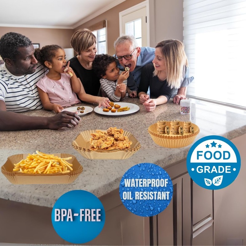 Disposable Air Fryer Parchment Paper RECTANGLE - 8.66"x5.5", Wood Color gallery