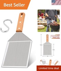 Heavy Duty Griddle Turner for BBQ – 5-Inch Hamburger Spatula with Hanging Hook